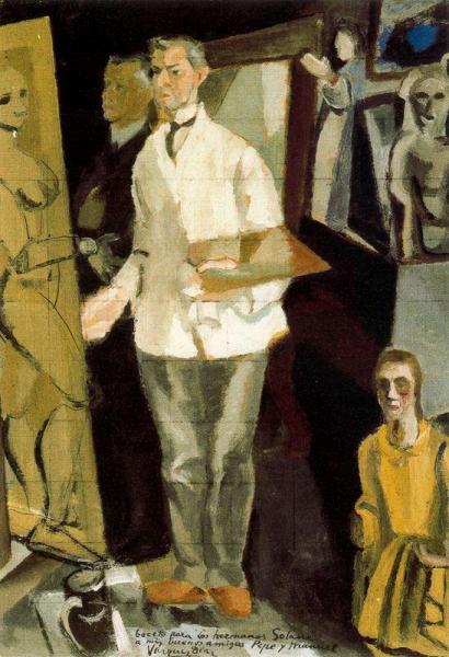 Daniel Vazquez Diaz Boceto Para El Cuadro De Los Hermanos Gutiérrez Solana