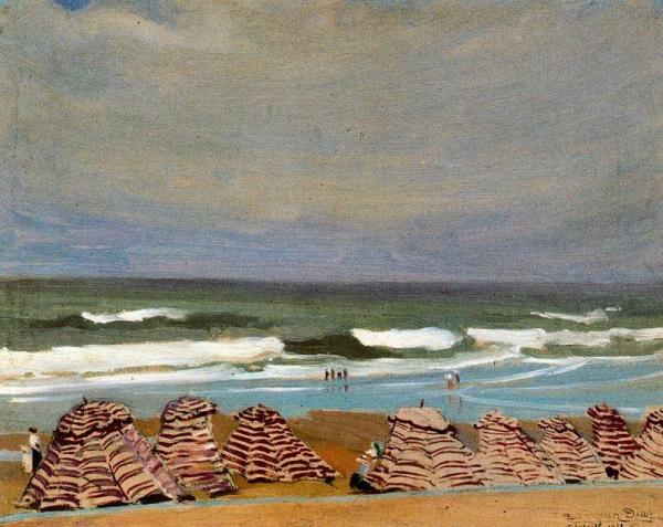 Canopies On The Beach, Biarritz by Daniel Vazquez Diaz