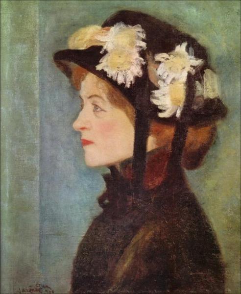 Parisian Woman With A Flowered Hat by Daniel Vazquez Diaz