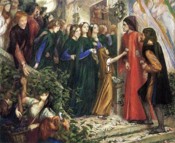 Beatrice, Meeting Dante At A Wedding Feast, Denies Him Her Salutation by Dante Gabriel Rossetti