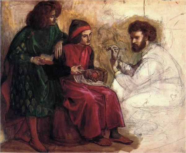 Giotto Painting The Portrait Of Dante by Dante Gabriel Rossetti Oil Painting Reproductions