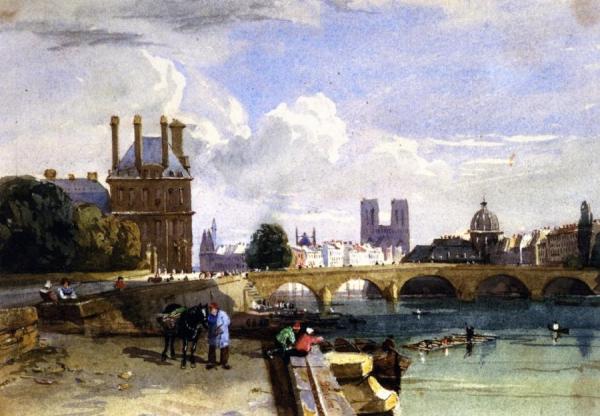 David Cox A View Of The Pavillon De Flore And The Tuileries From The Seine, Notre Dame, Paris