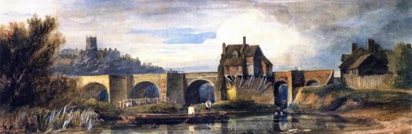 The Old Bridge At Bridgnorth, Shropshire by David Cox