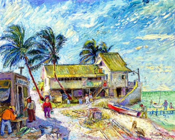 Fishing Station, Sarasota, Florida by David Davidovich Burliuk Oil Painting Reproductions