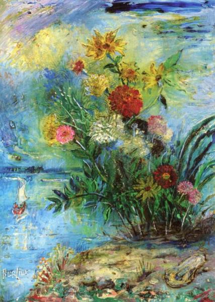 Flowers By The Seashore by David Davidovich Burliuk Oil Painting Reproductions