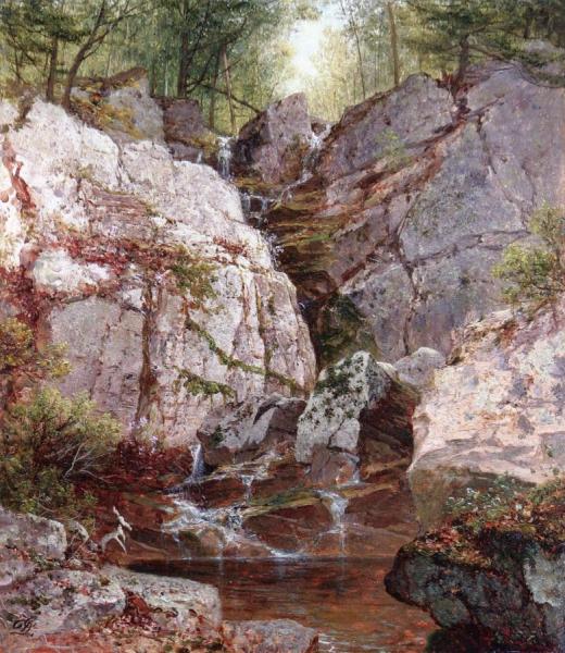 Cascade, Rockland County (ramapo) Ny by David Johnson Oil Painting Reproductions