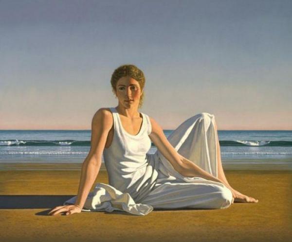 The Lady Sitting On The Beach by David Ligare