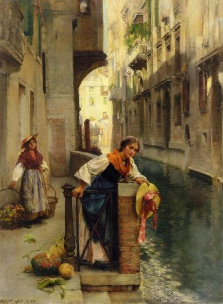 Fruit Sellers From The Islands, Venice by David Roberts