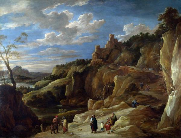 A Gipsy Fortune Teller In A Hilly Landscape by David Teniers Ii