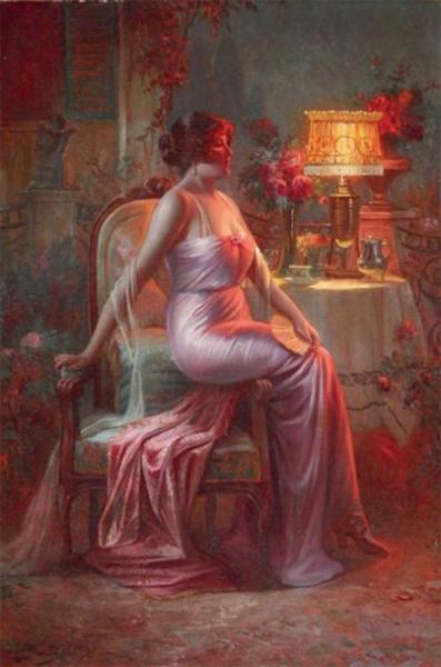 Jeune Femme Assise Au Bord De La Falaise by Delphin Enjolras