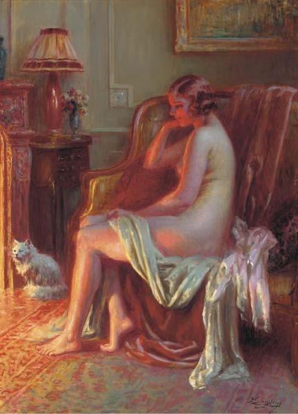 Nude At The Fireplace by Delphin Enjolras