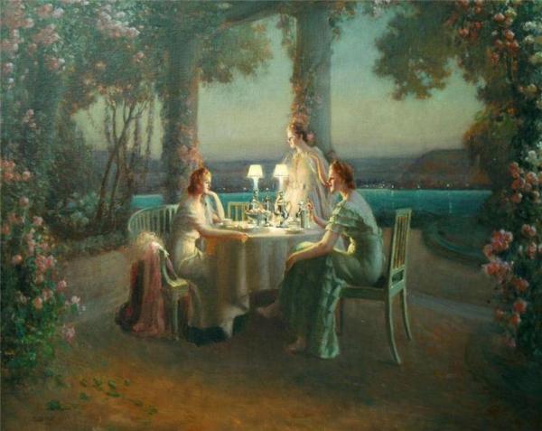 On The Terrace By The Lake Of Annecy by Delphin Enjolras