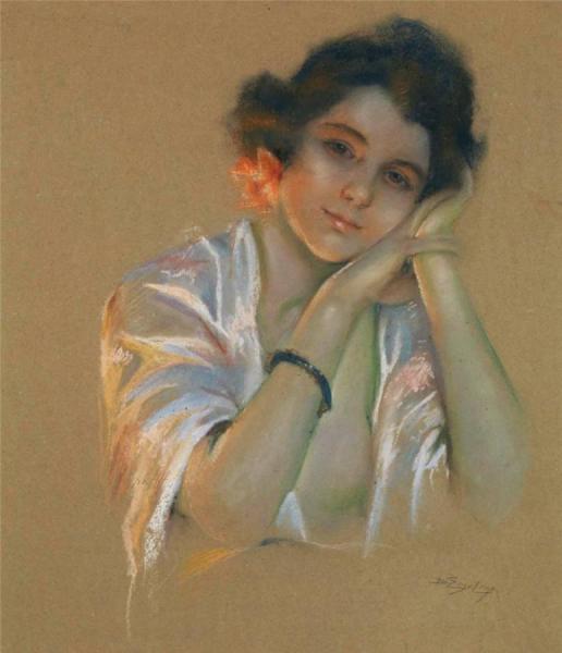 Portrait Of A Young Woman by Delphin Enjolras