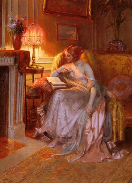 Reading By Lamplight by Delphin Enjolras