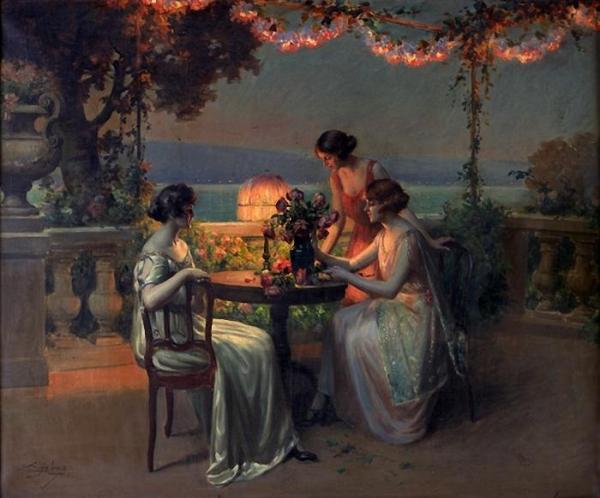 Soir Sur La Terrasse A La Pergola by Delphin Enjolras