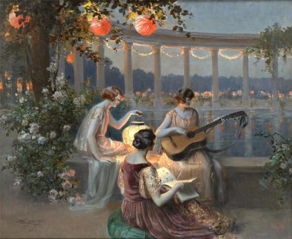 Soir Sur La Terrasse A La Pergola by Delphin Enjolras