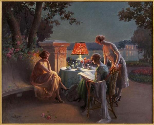 Three Women On The Terrace by Delphin Enjolras
