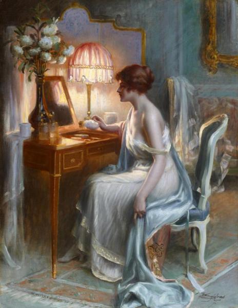Young Woman Dressing Her Face by Delphin Enjolras