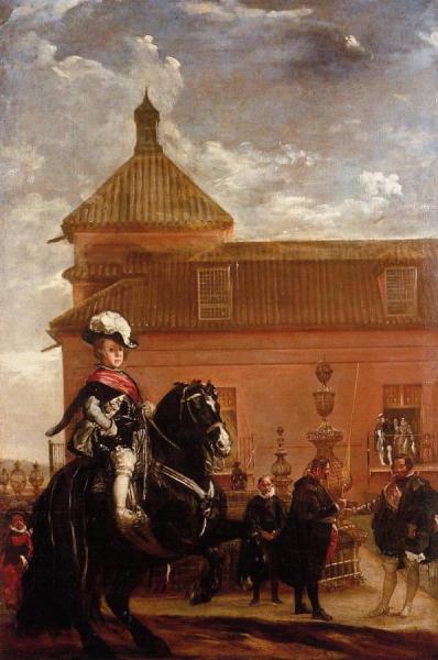 Prince Baltasar Carlos With The Count-duke Of Olivares At The Royal Mews by Diego Velazquez