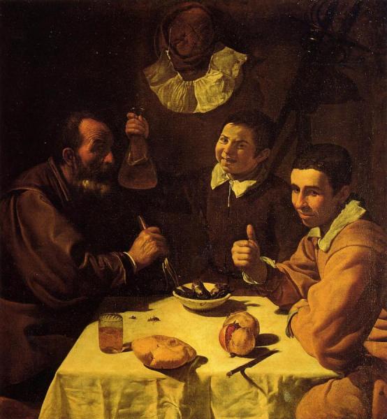 Three Men At A Table by Diego Velazquez