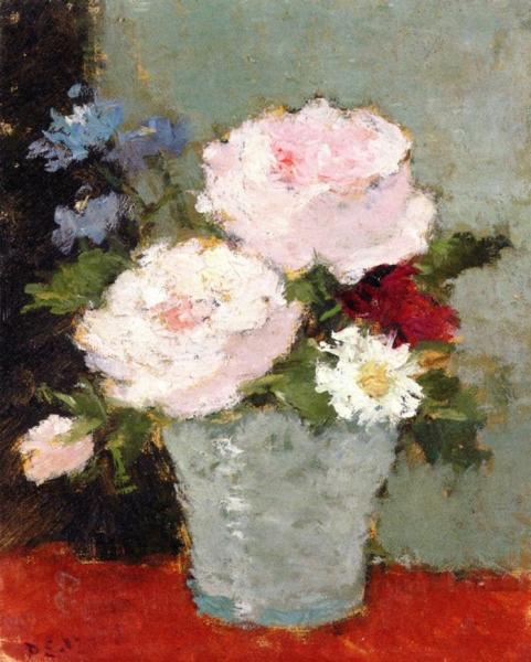 Vase Of Flowers On A Red Table by Dietz Edzard
