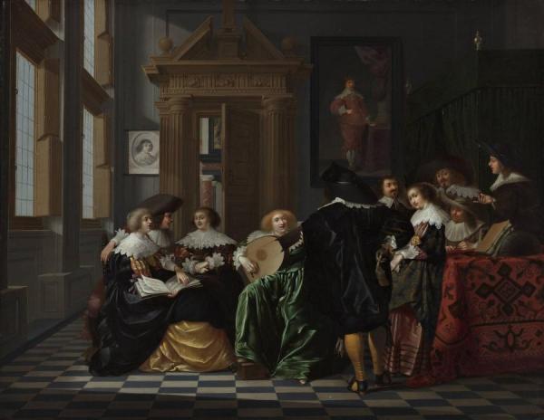 A Musical Company In A Renaissance Hall by Dirck Van Delen Oil Painting Reproductions