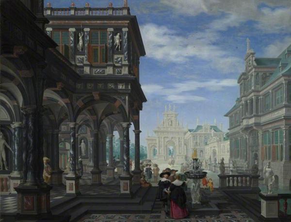 An Architectural Fantasy by Dirck Van Delen Oil Painting Reproductions