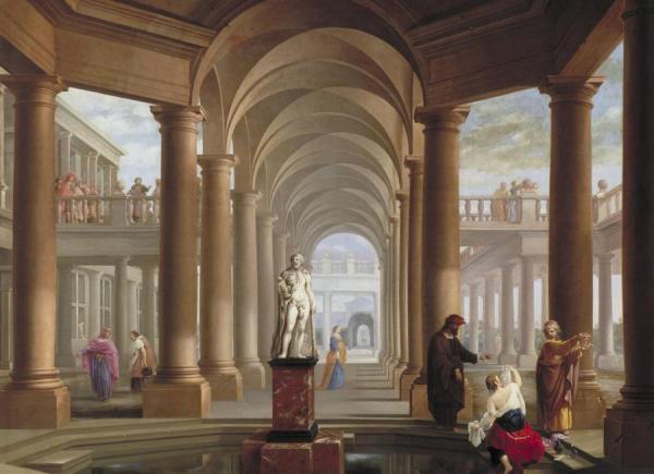 Architectural Fantasy With Susanna And The Elders by Dirck Van Delen Oil Painting Reproductions