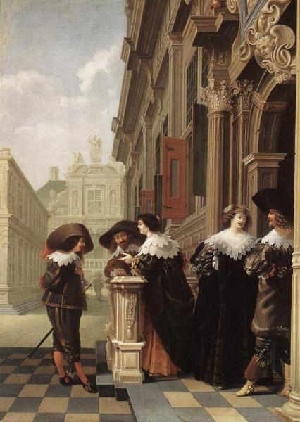 Conversation Outside A Castle by Dirck Van Delen