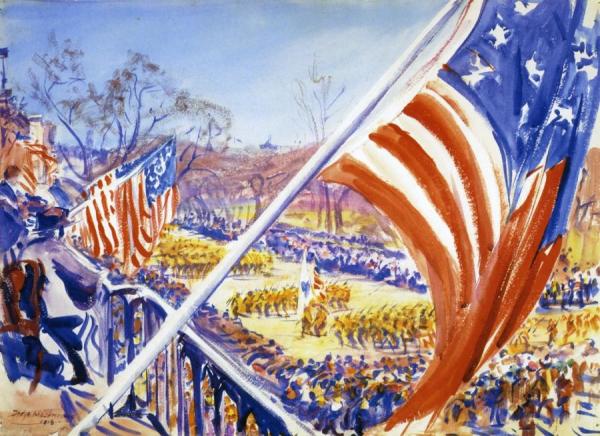 Flags, Beacon Street, Boston by Dodge Macknight Oil Painting Reproductions