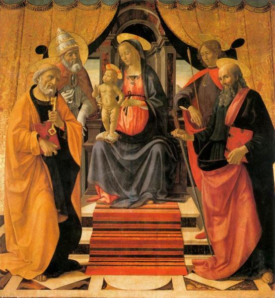 Madonna And Child Enthroned With Saints by Domenico Ghirlandaio