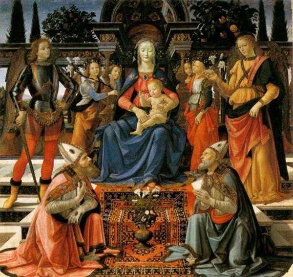 Madonna And Child Enthroned With Saints by Domenico Ghirlandaio