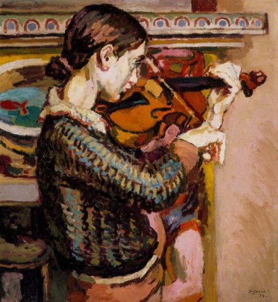 Angelica Playing The Violin by Duncan Grant