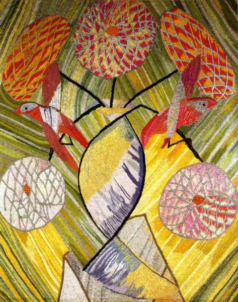 Embroidered Fire Screne by Duncan Grant