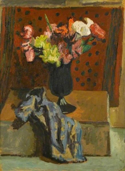 Flowers Against Chintz by Duncan Grant Oil Painting Reproductions