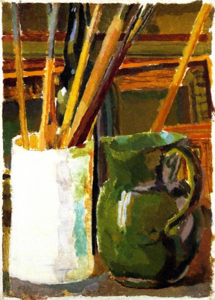 Green Jug And Brush Pot by Duncan Grant