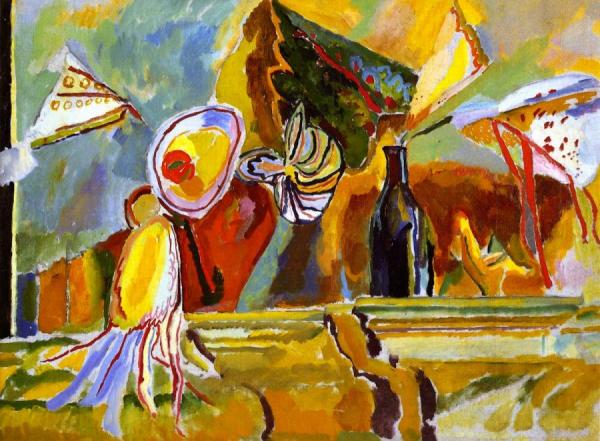 Omega Paper Flowers On The Mantelpiece, 46 Gordon Square by Duncan Grant