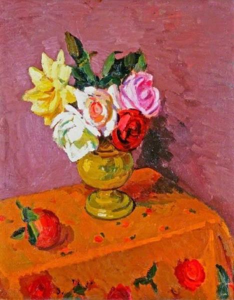 Roses In A Vase by Duncan Grant