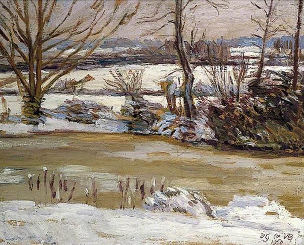 The Pond At Charleston, East Sussex, In Winter by Duncan Grant