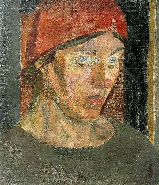 Vanessa Bell In A Red Headscarf by Duncan Grant