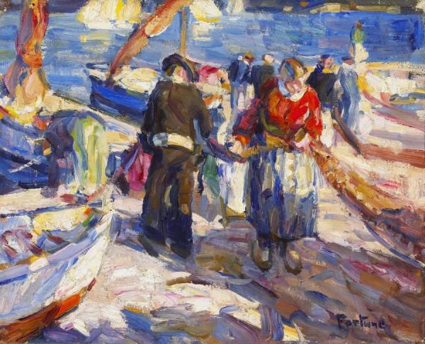 Mending Nets by E. Charlton Fortune Oil Painting Reproductions