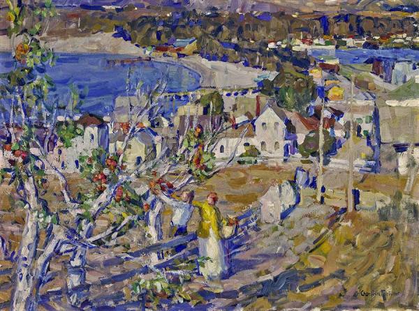 Picking Apples (above The Town). C. 1920 by E. Charlton Fortune