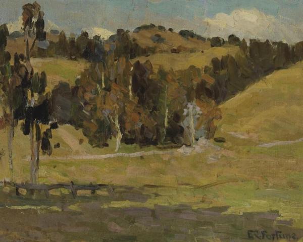 E. Charlton Fortune Trees Amongst Rolling Hills, California