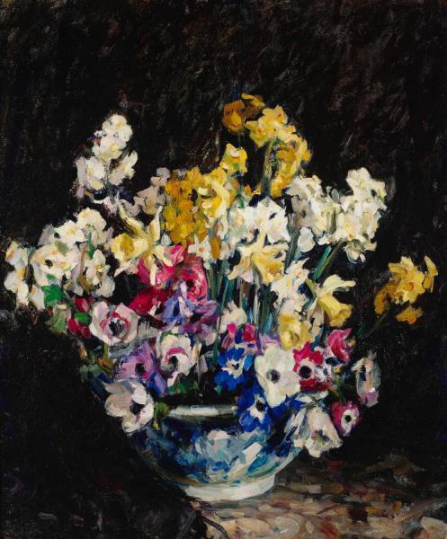 Still Life With Narcissus And Anemone by E. Charlton Fortune