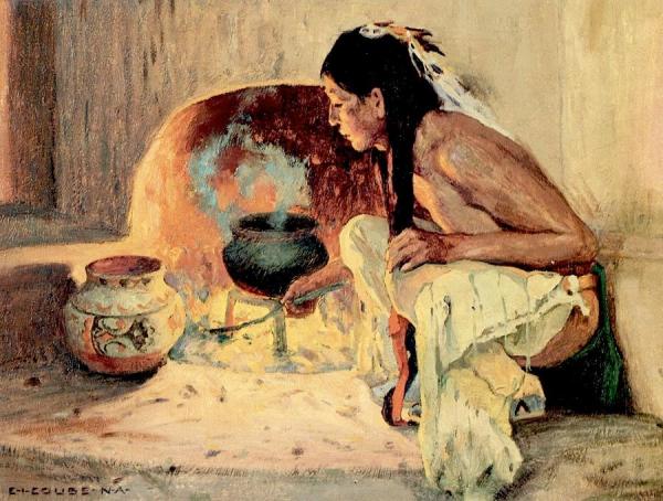 A Pueblo Fireplace by Eanger Irving Couse