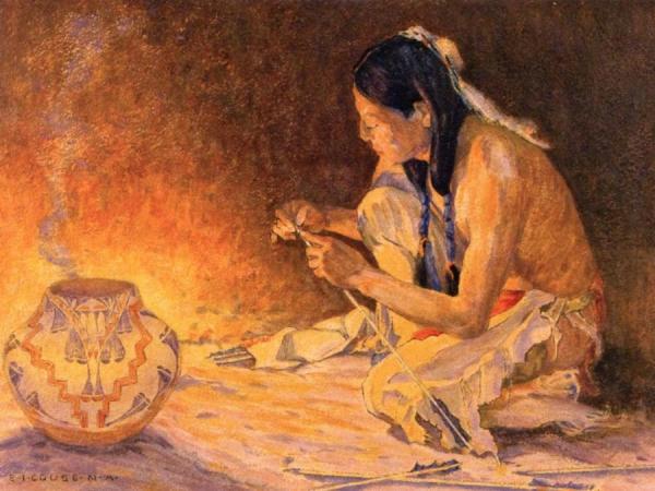 Eanger Irving Couse Firelight