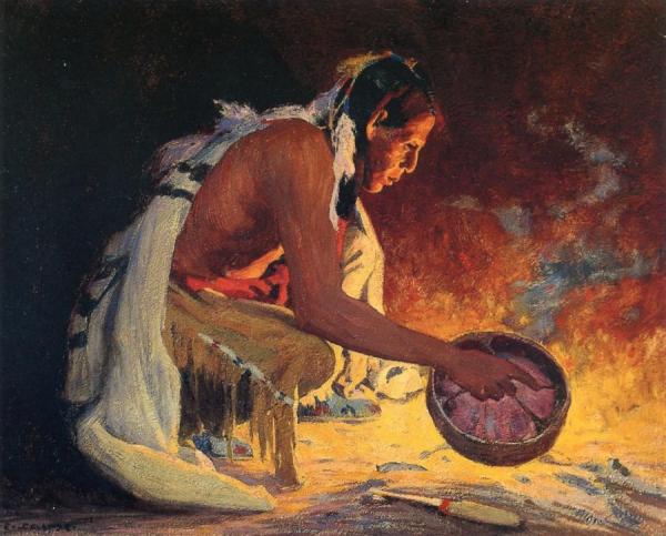 Eanger Irving Couse Indian By Firelight