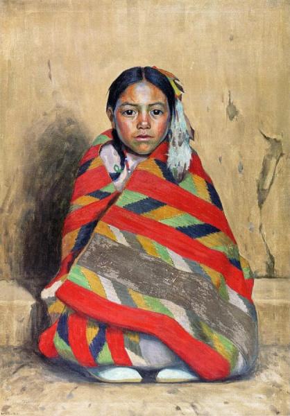 Eanger Irving Couse Indian Girl In A Blanket