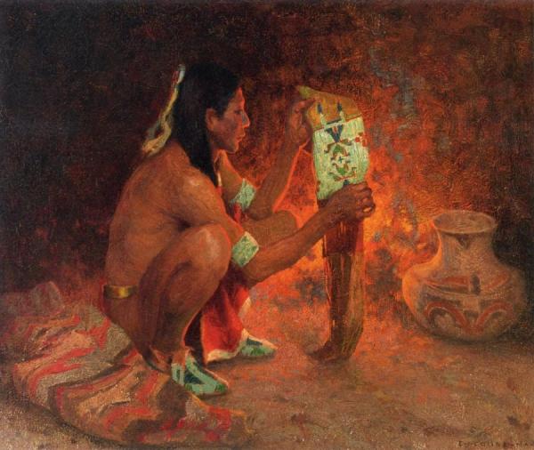 The Beaded Tobacco Bag by Eanger Irving Couse