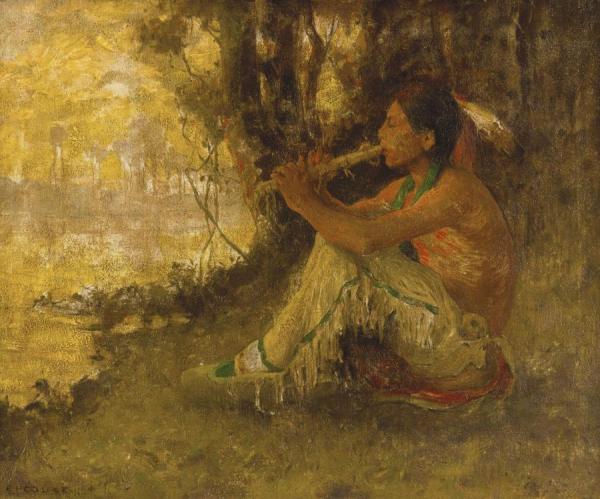 The Flute Player (indian Playing Flute) by Eanger Irving Couse